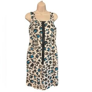 Donna Degnan Leopard Print Sleeveless Dress - Blue and Black 10